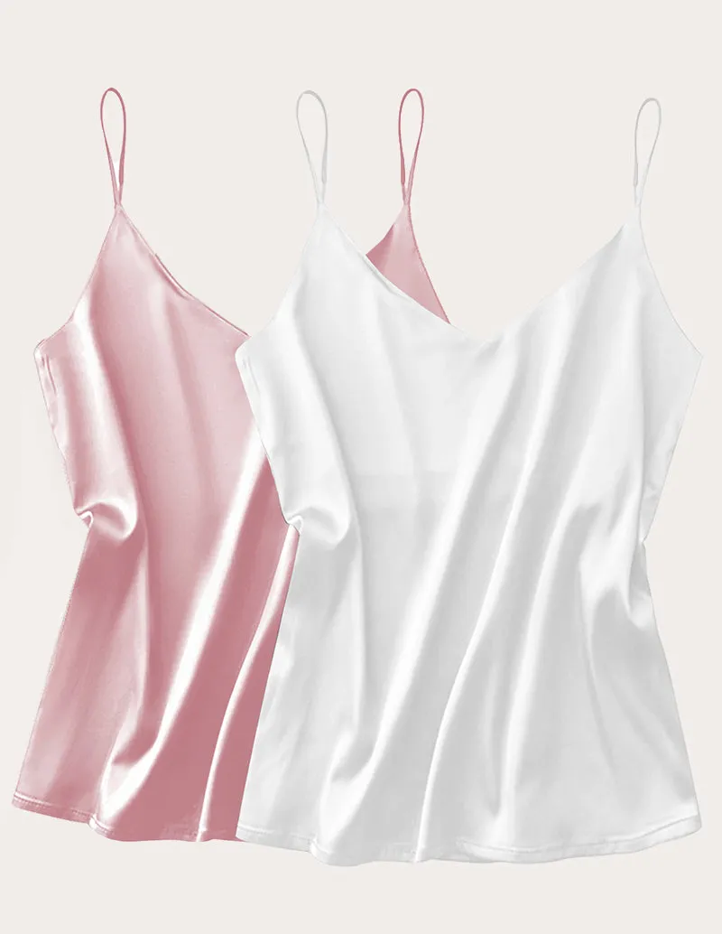2 Pack Basic Satin Tank Top