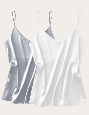 2 Pack Basic Satin Tank Top