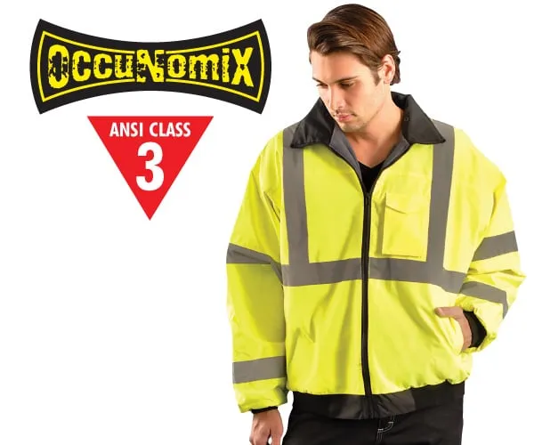 Ansi Class 3 Fleece Lined Bomber Jacket - Lime Med