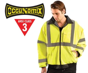 Ansi Class 3 Fleece Lined Bomber Jacket - Lime Med