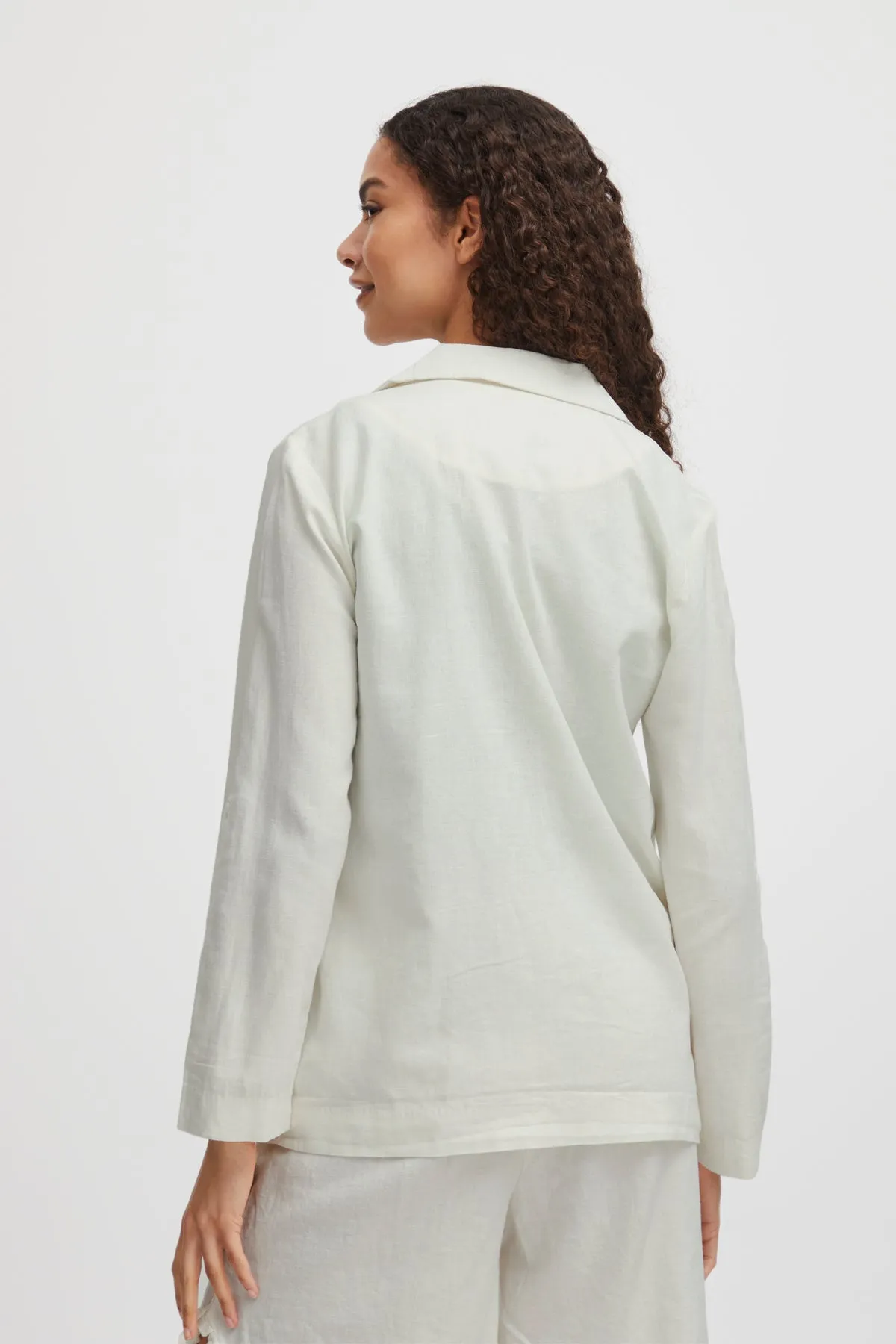 B Young Off White Linen Mix Blazer