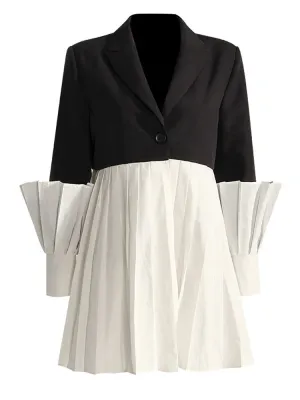 Black and White Color-Block Blazer