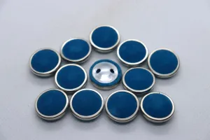 Blue Metal Ring Velvet Coat Button