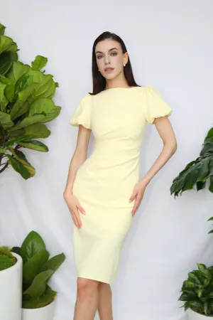 BOAT NECK DRESS IN YELLOW