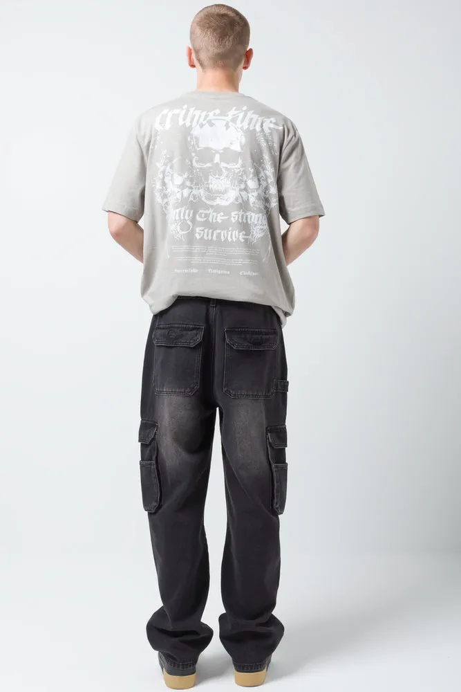 Cargo Loose Fit Denim Jeans Black