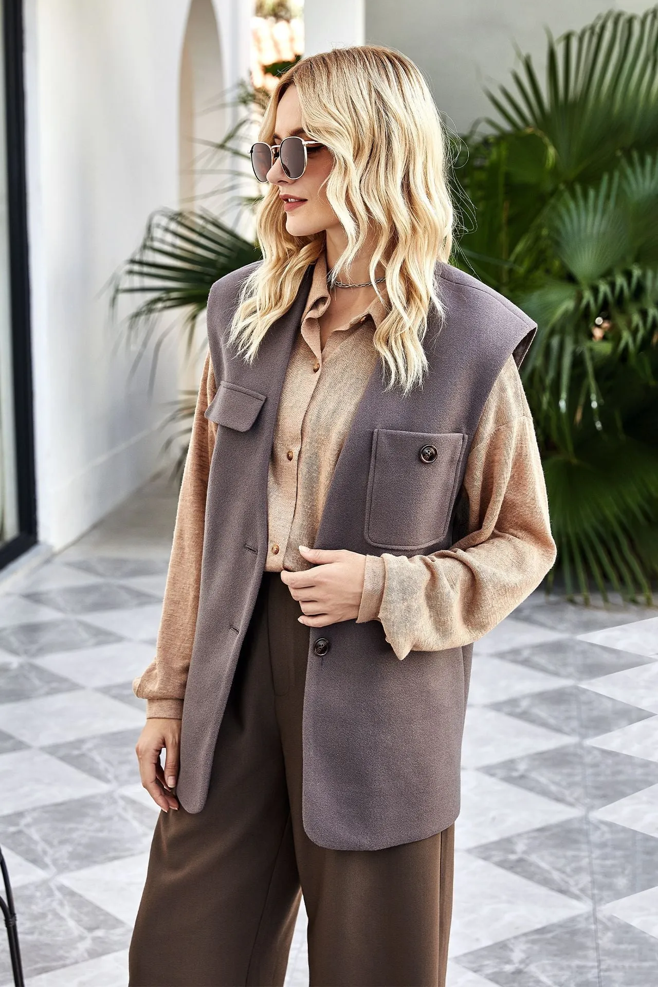 Casual V Neck Wholesale Vests Fashion Wholesale Women'S Apparel