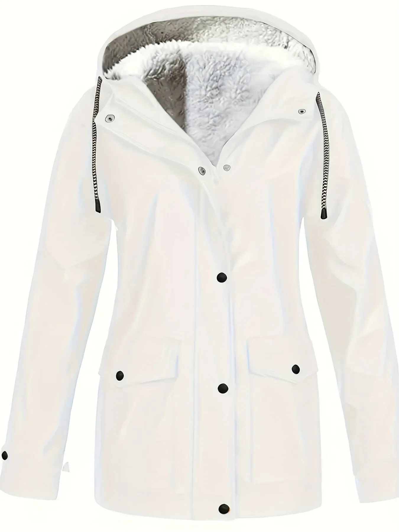 Casual Zip Hooded Puffer Jacket, Waterproof, Warm Outerwear