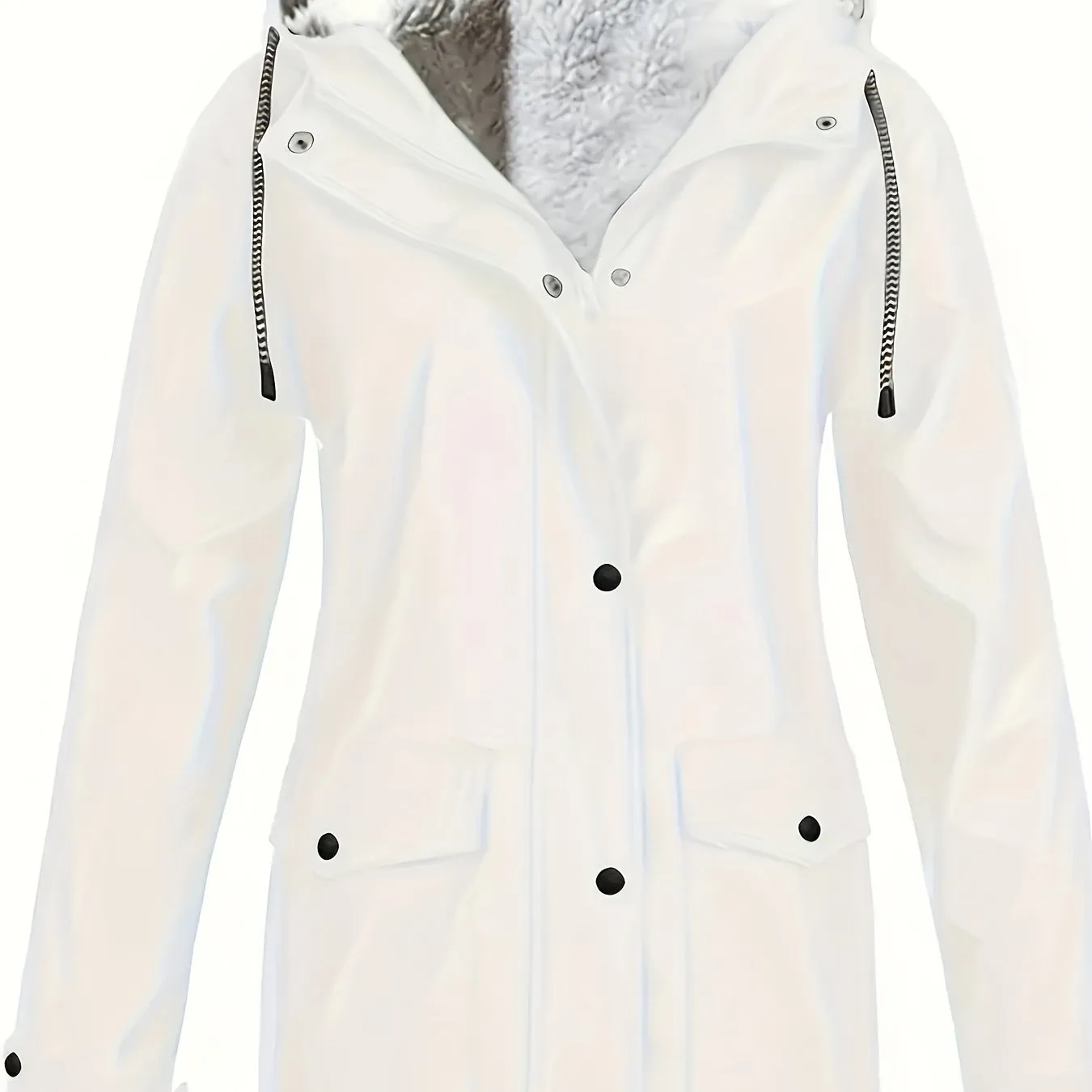Casual Zip Hooded Puffer Jacket, Waterproof, Warm Outerwear