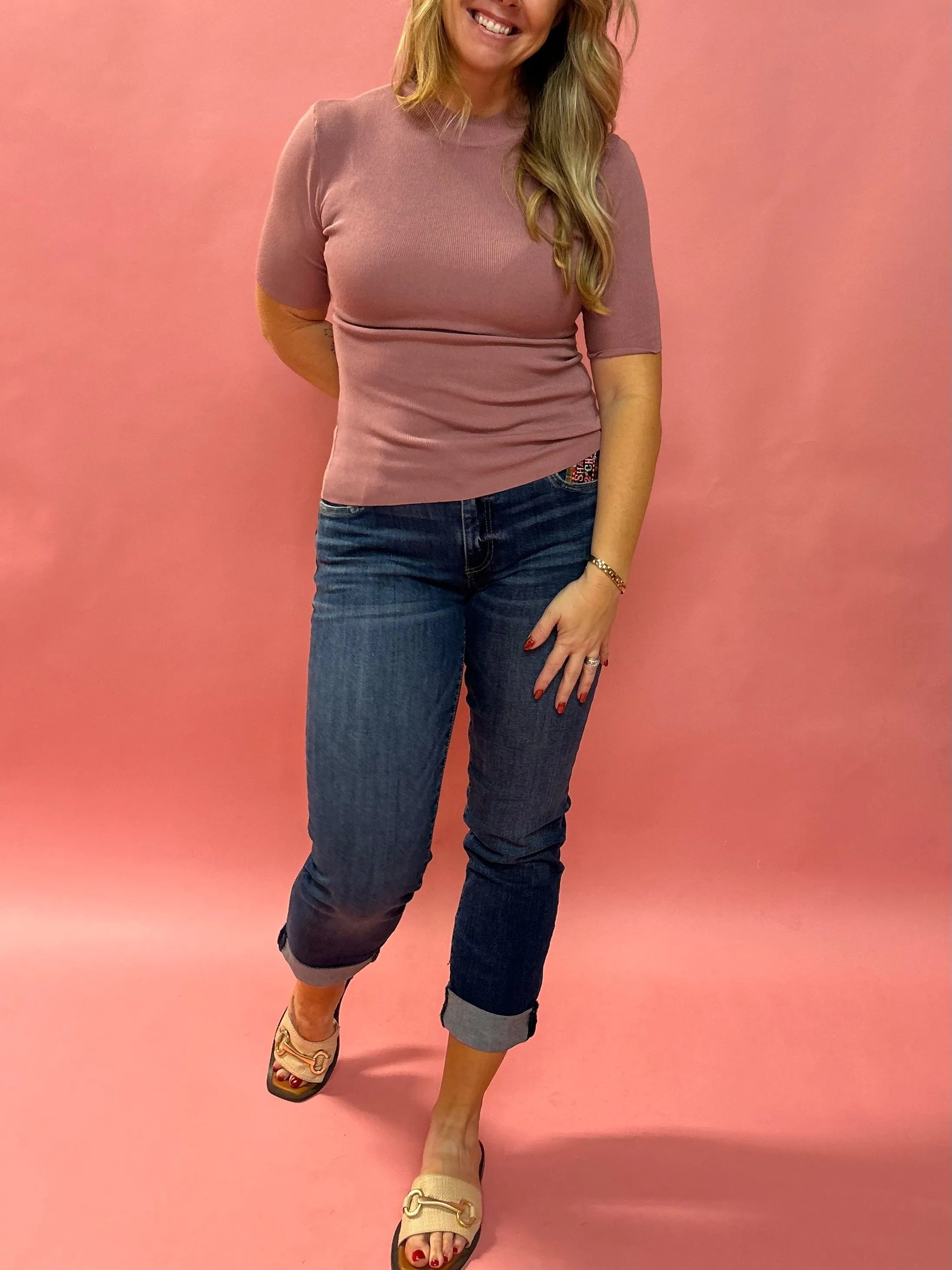 Catherine Mid Rise Boyfriend with Cuffs