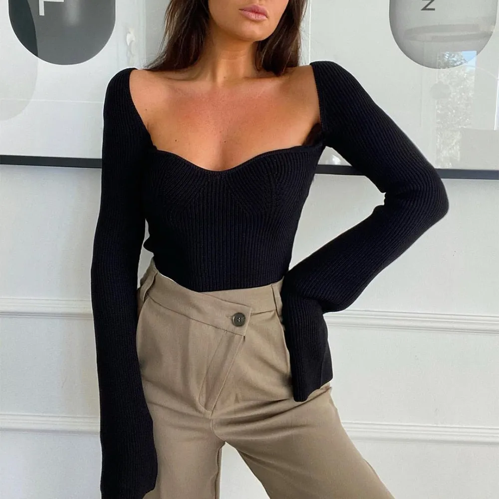 Chic Lady Casual Knitwear Basic Pullover Top Women Winter Za Woman