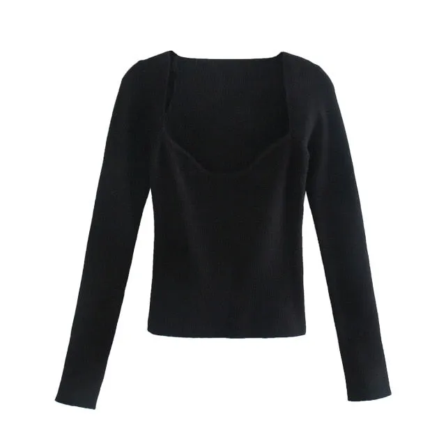 Chic Lady Casual Knitwear Basic Pullover Top Women Winter Za Woman