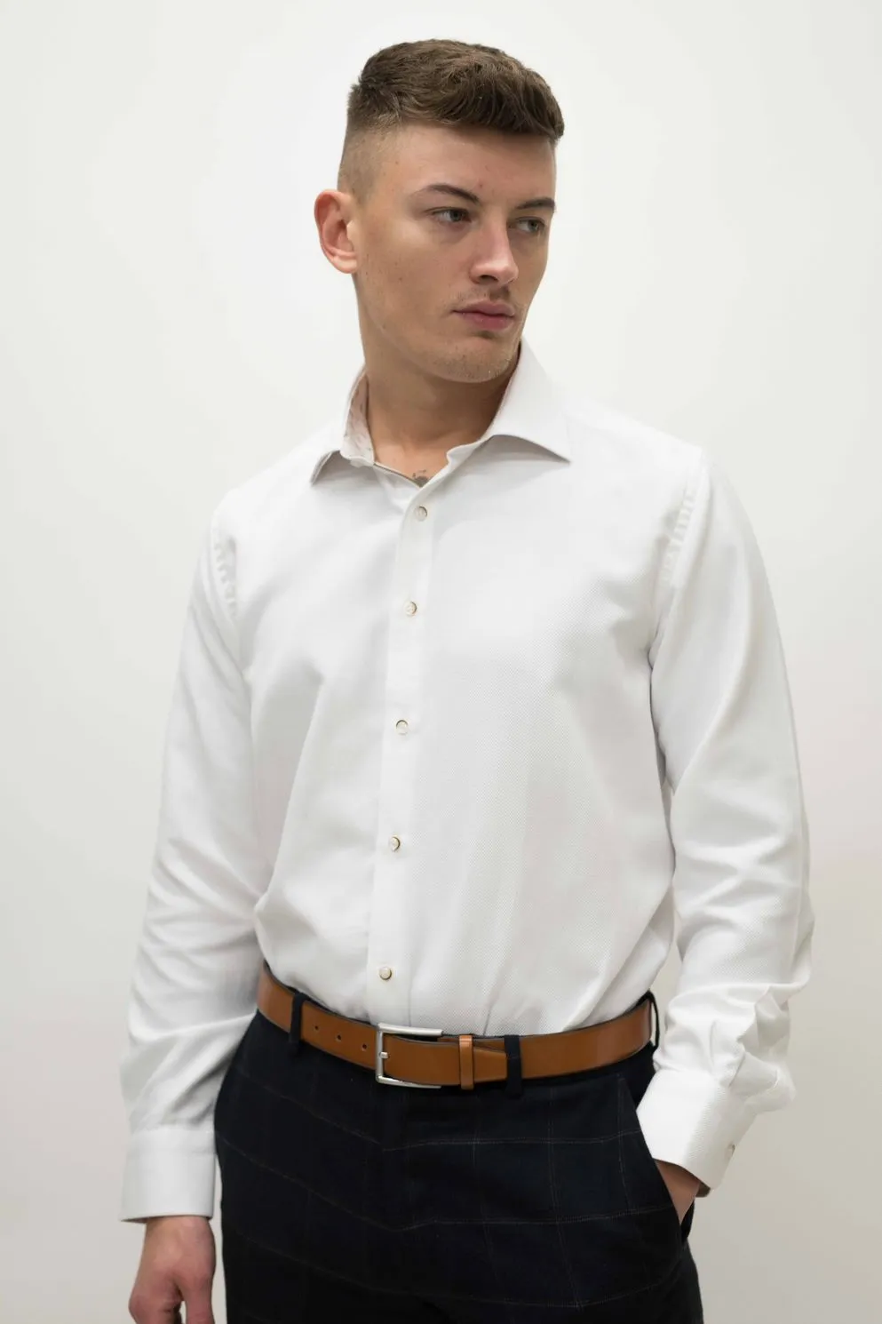 Fratelli Textured White Shirt