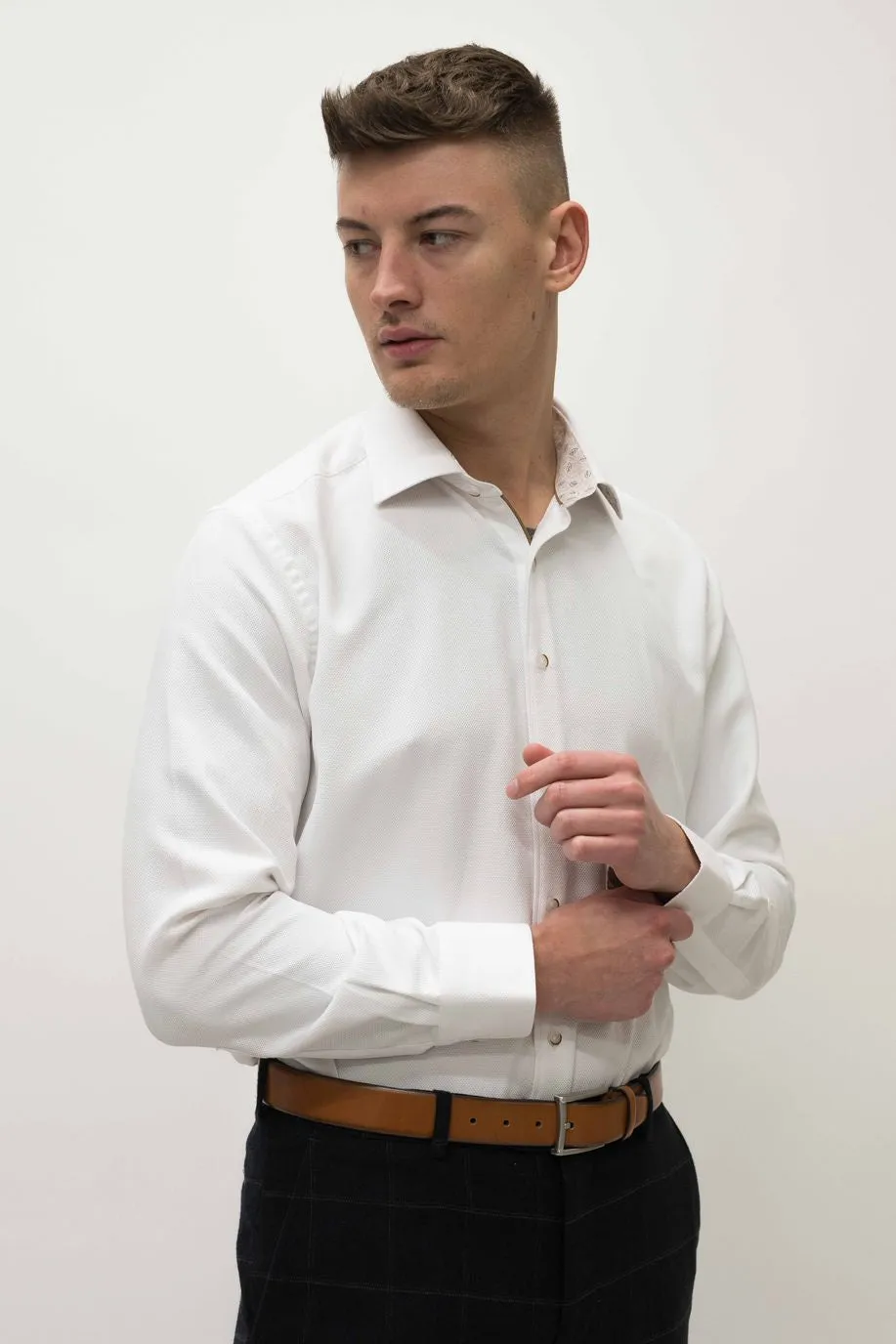 Fratelli Textured White Shirt
