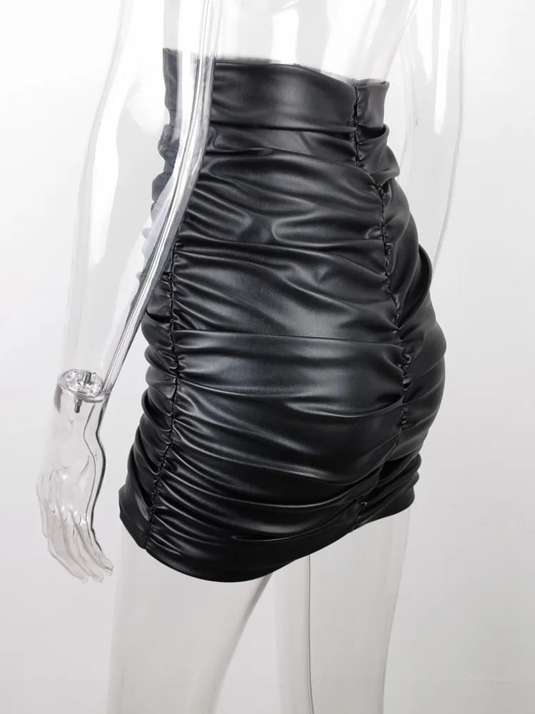 High Waist Ruched Mini Skirt
