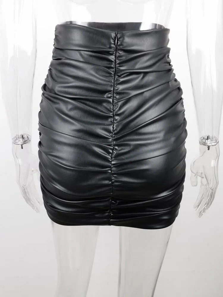 High Waist Ruched Mini Skirt