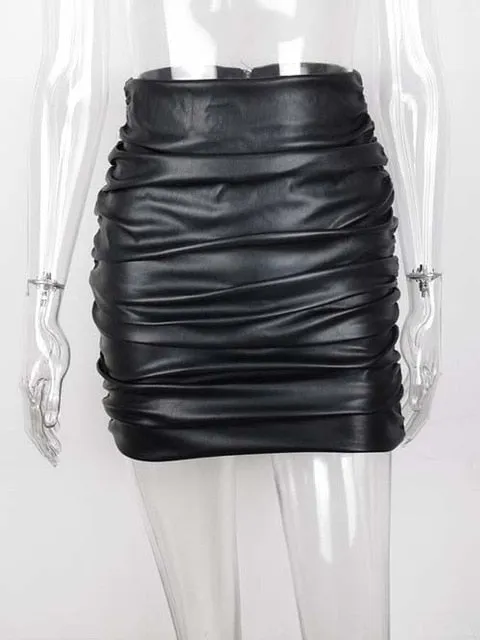 High Waist Ruched Mini Skirt