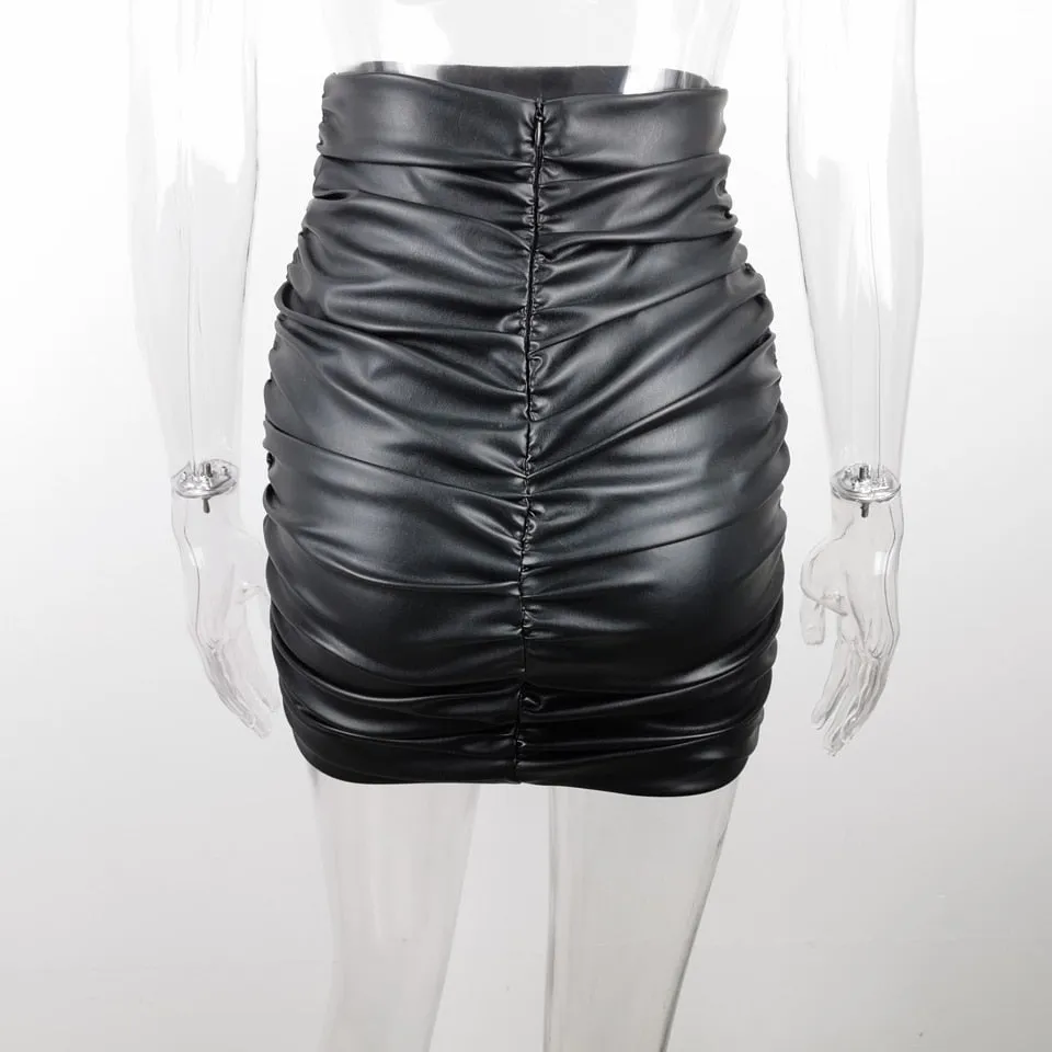 High Waist Ruched Mini Skirt