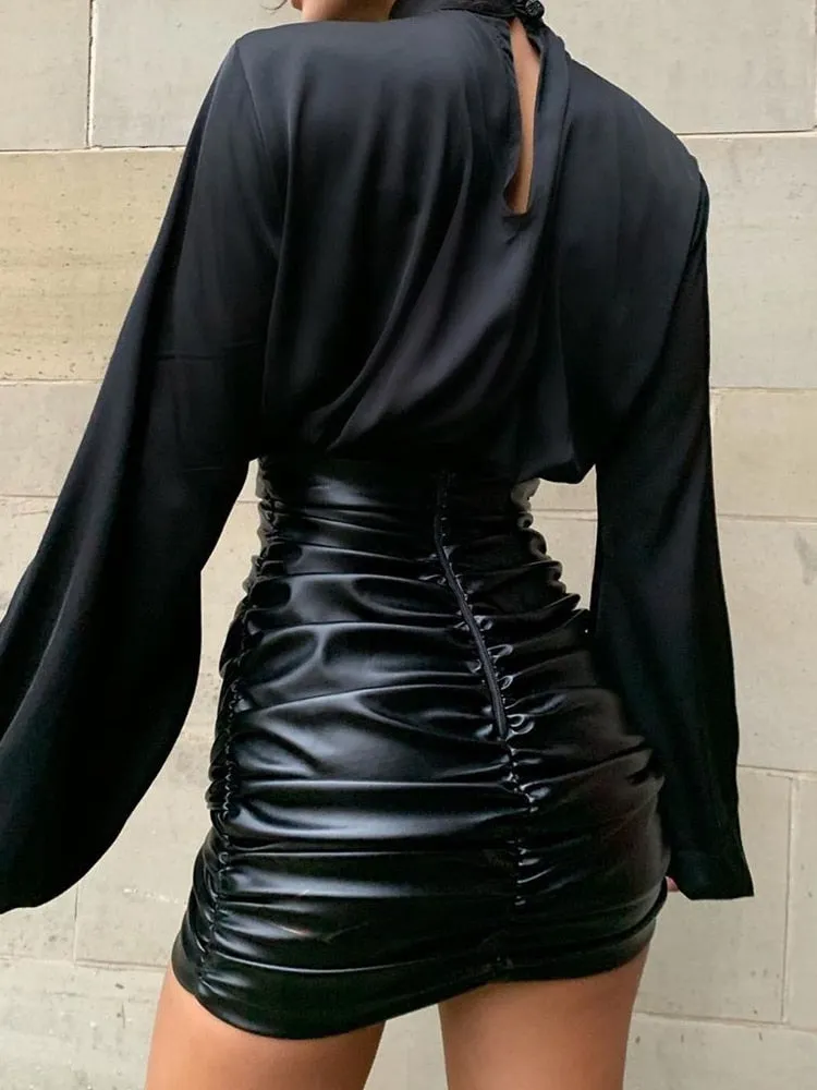 High Waist Ruched Mini Skirt