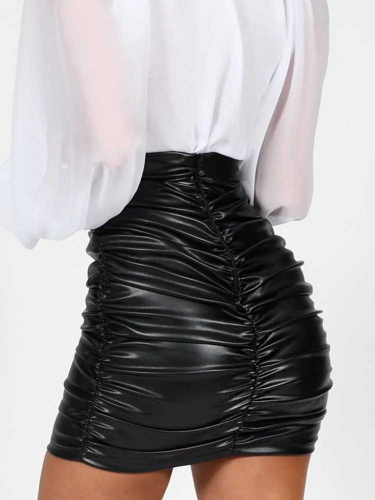 High Waist Ruched Mini Skirt