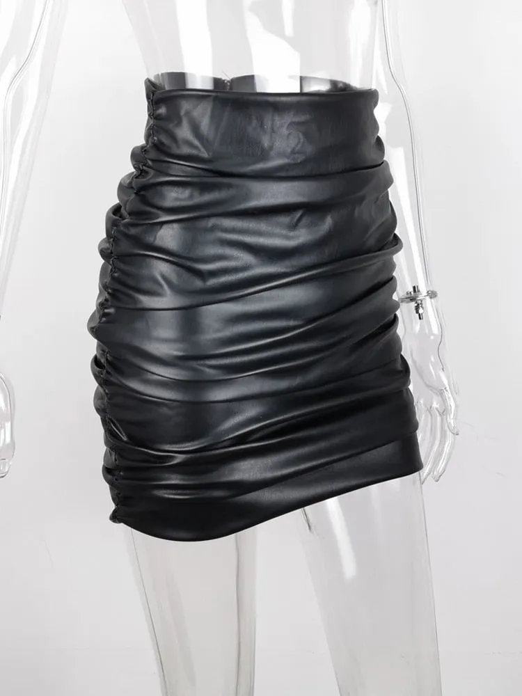High Waist Ruched Mini Skirt
