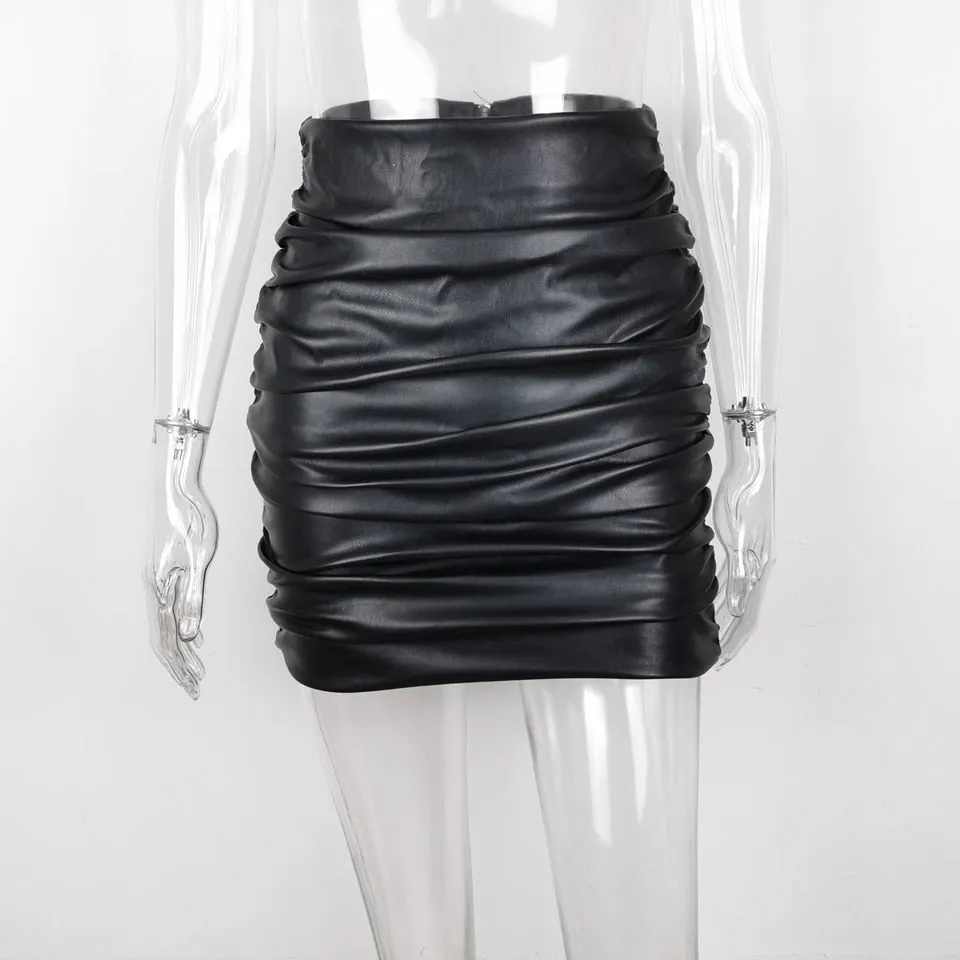 High Waist Ruched Mini Skirt