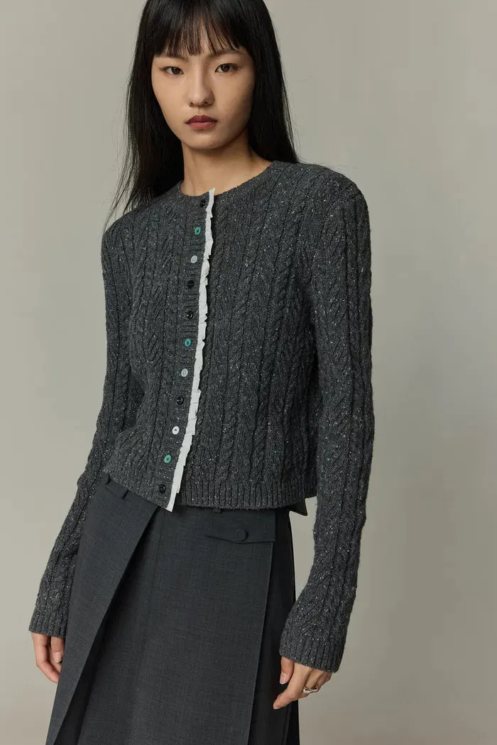 Kaia Laced Cardigan in Contrast Dotted Yarn Knit