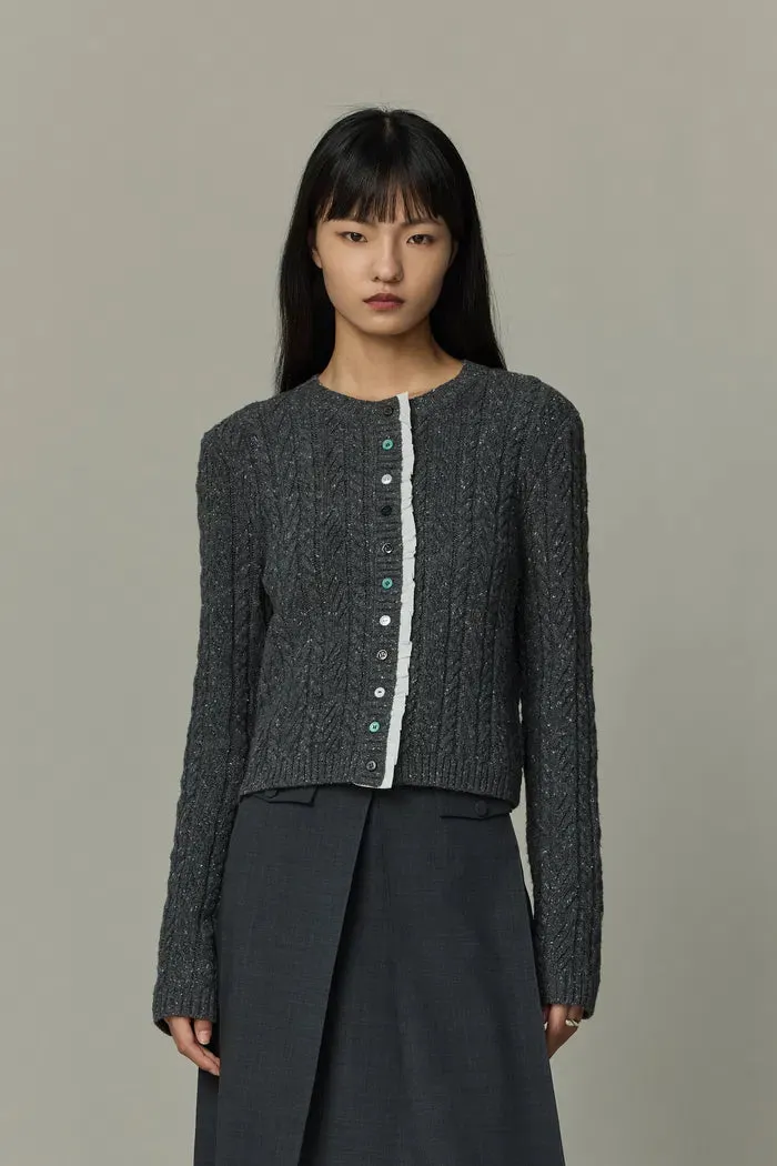 Kaia Laced Cardigan in Contrast Dotted Yarn Knit