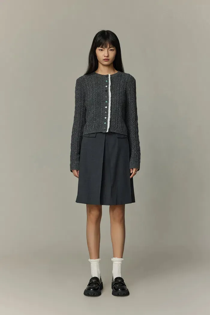 Kaia Laced Cardigan in Contrast Dotted Yarn Knit