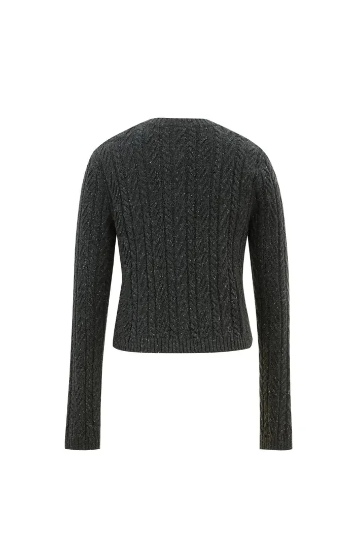 Kaia Laced Cardigan in Contrast Dotted Yarn Knit