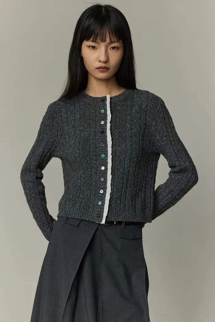 Kaia Laced Cardigan in Contrast Dotted Yarn Knit