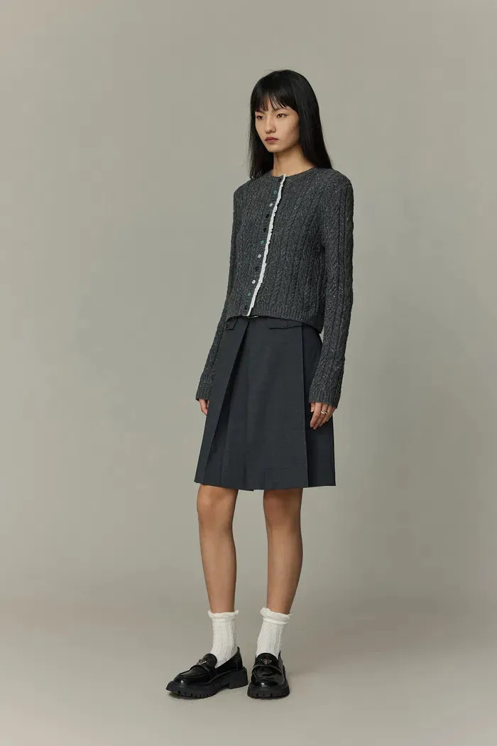 Kaia Laced Cardigan in Contrast Dotted Yarn Knit