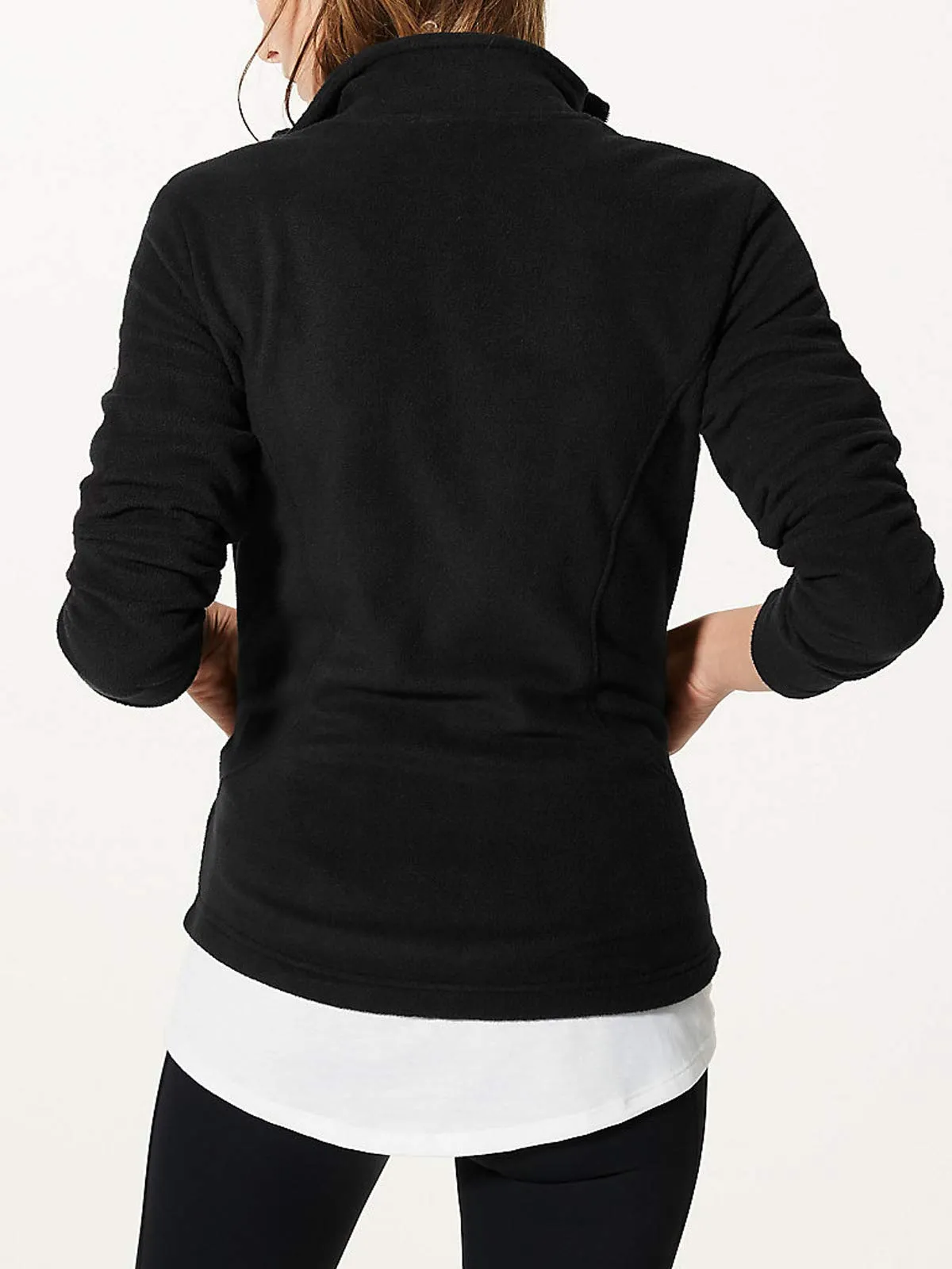 Ladies Black Full Zip Panelled Micro Soft Fleece Jacket Warm Cardigan
