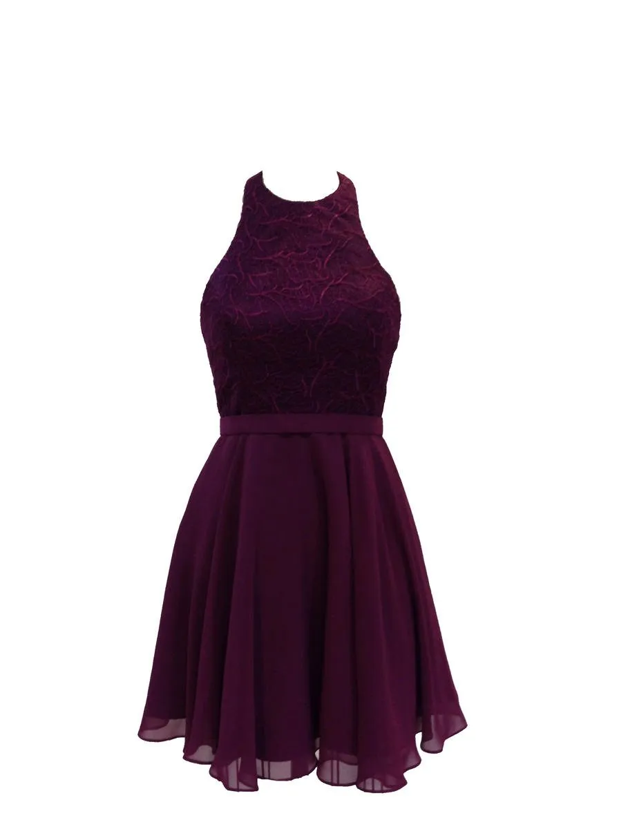 Lucci Lu 984903 Plum Halter Short Cocktail Dress - Size 4