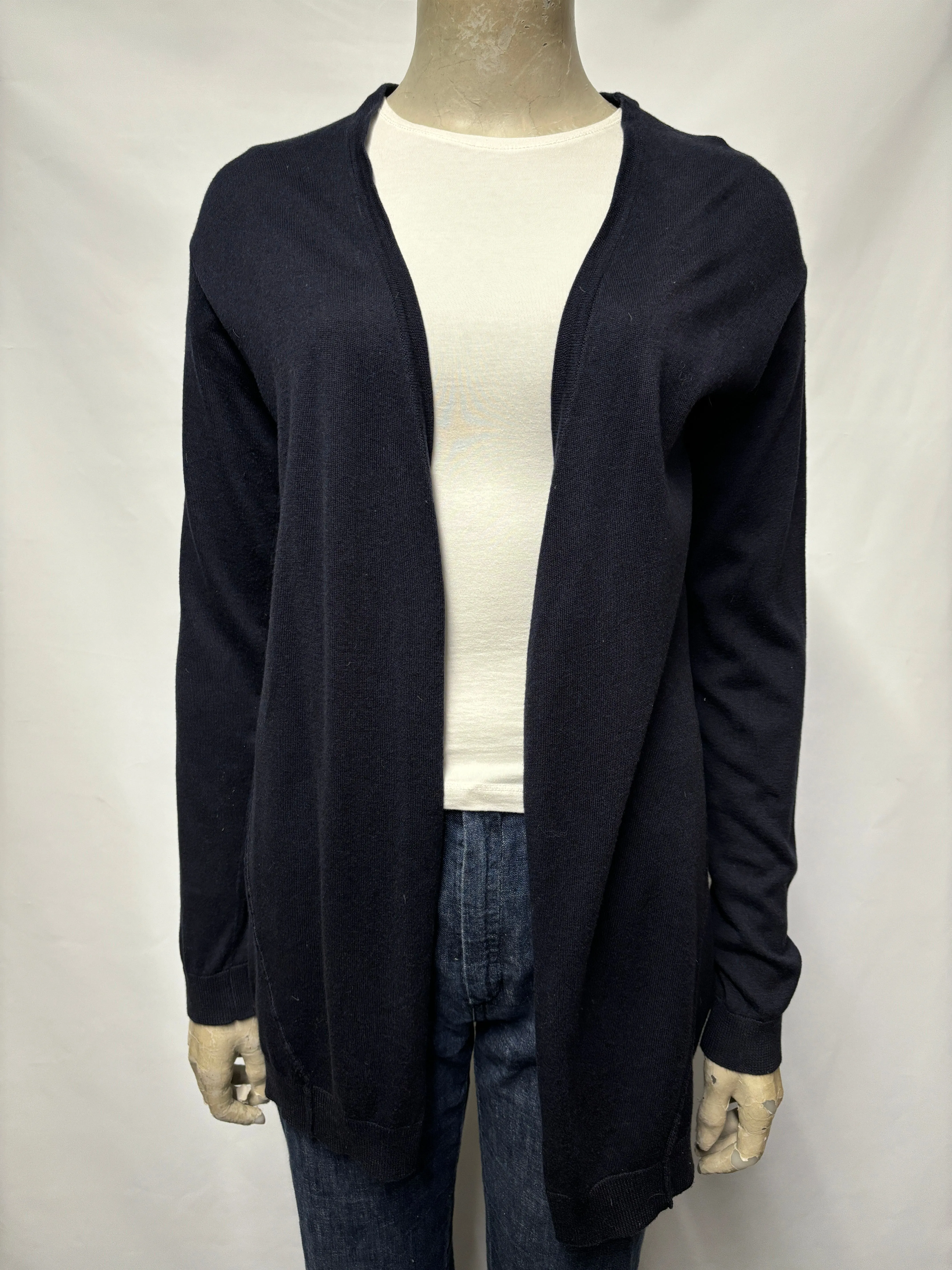 Marie and Sixtine Navy Metallic Silk Blend Cardigan Small