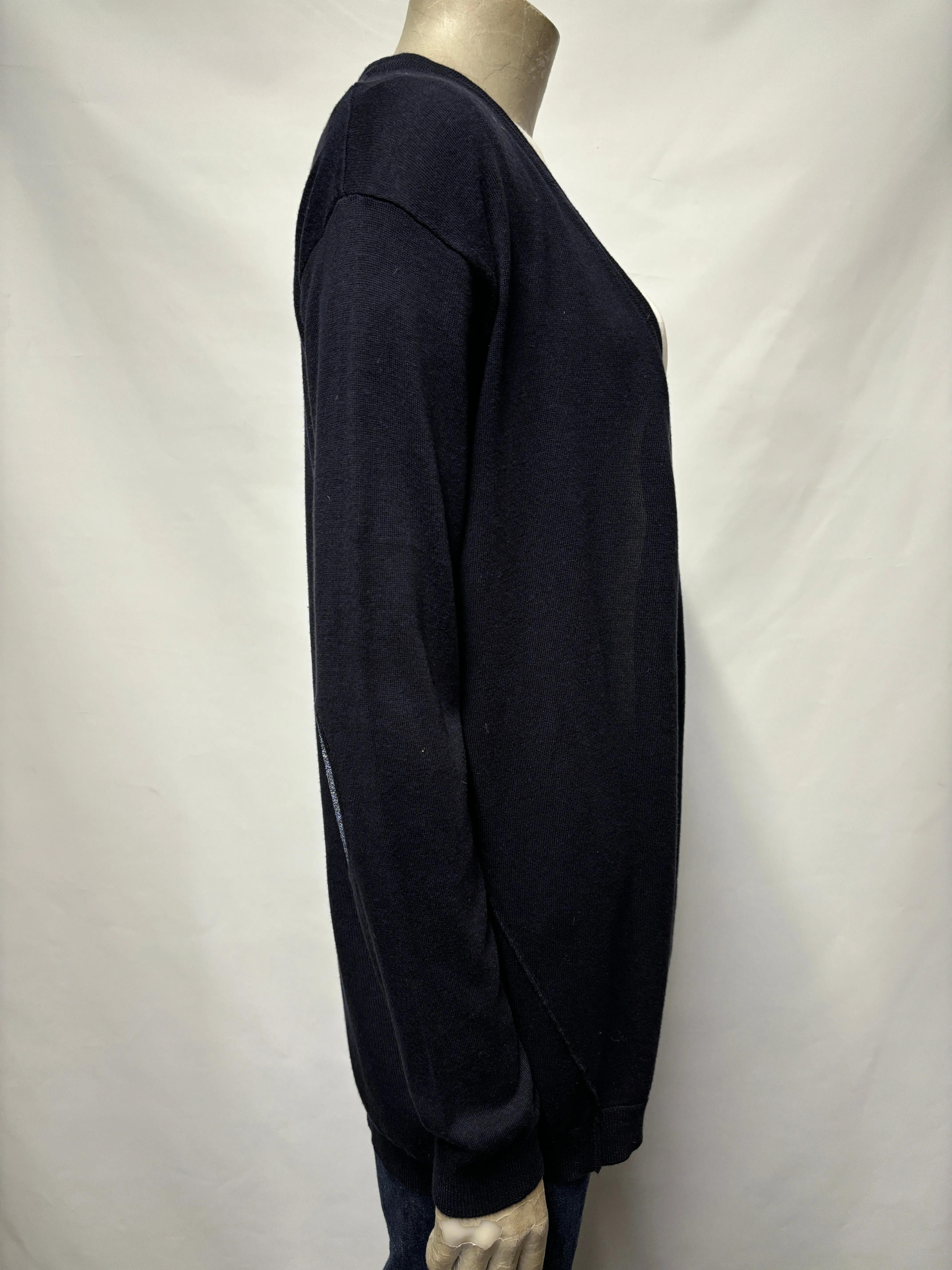 Marie and Sixtine Navy Metallic Silk Blend Cardigan Small