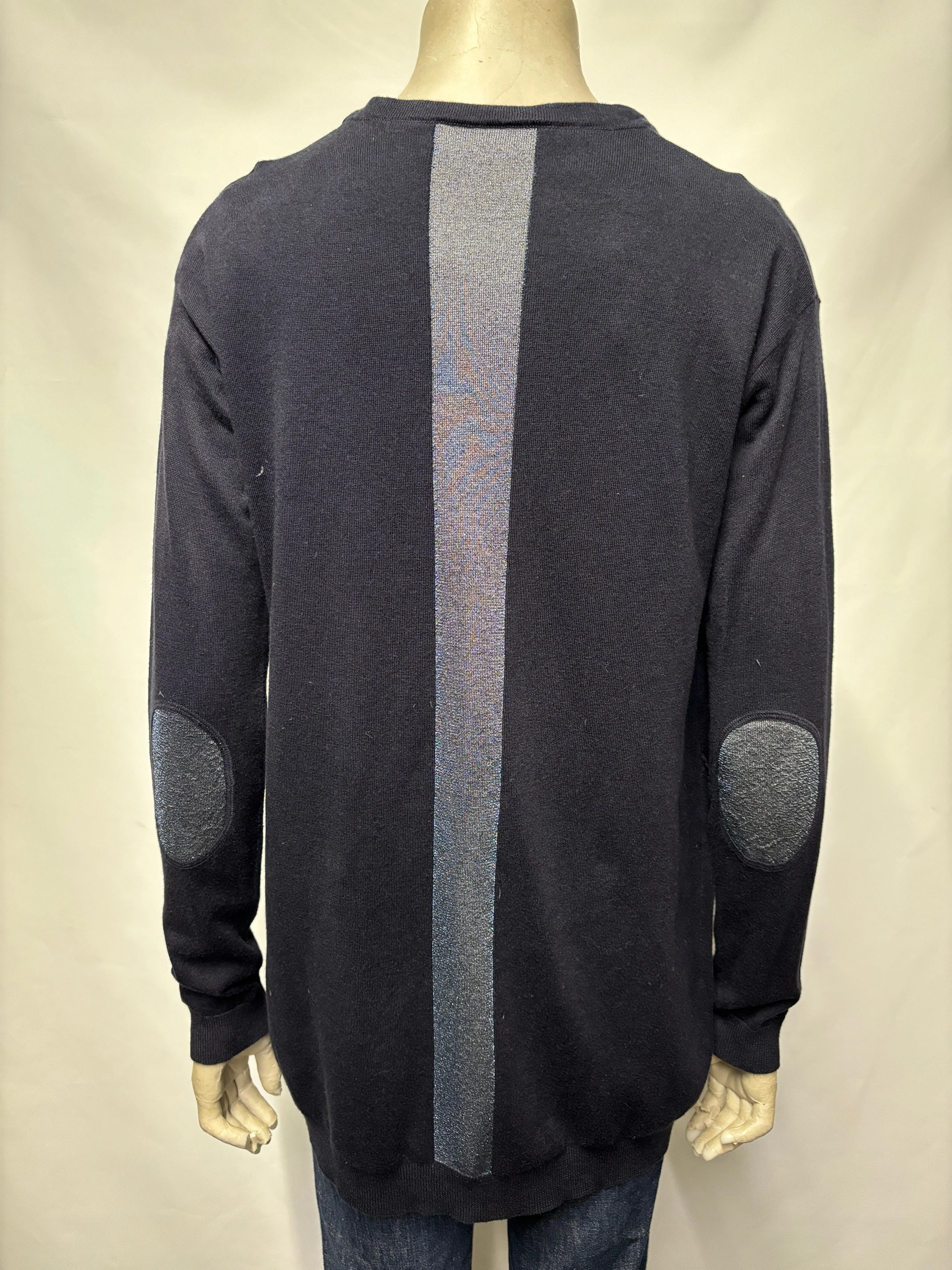 Marie and Sixtine Navy Metallic Silk Blend Cardigan Small