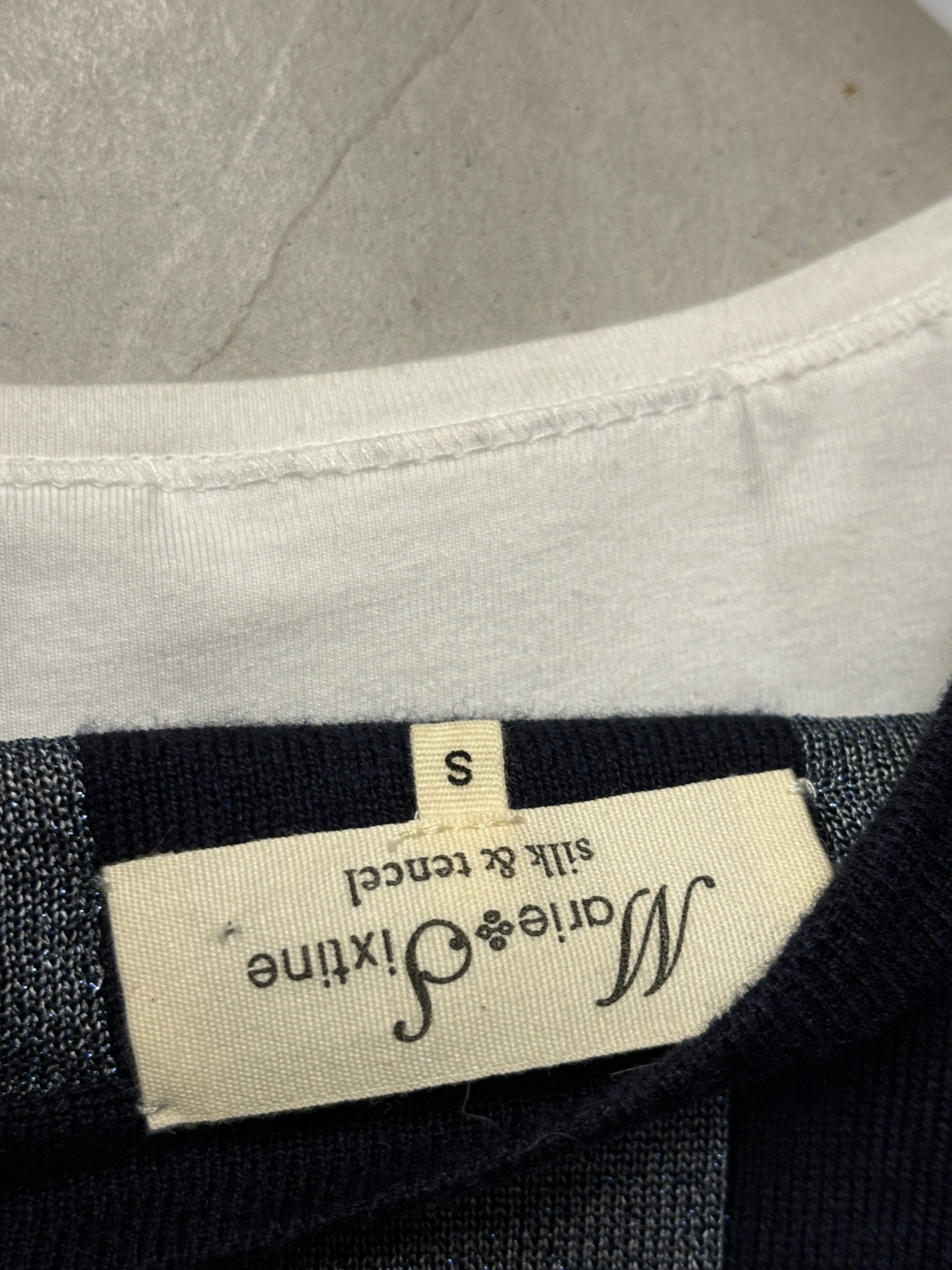 Marie and Sixtine Navy Metallic Silk Blend Cardigan Small