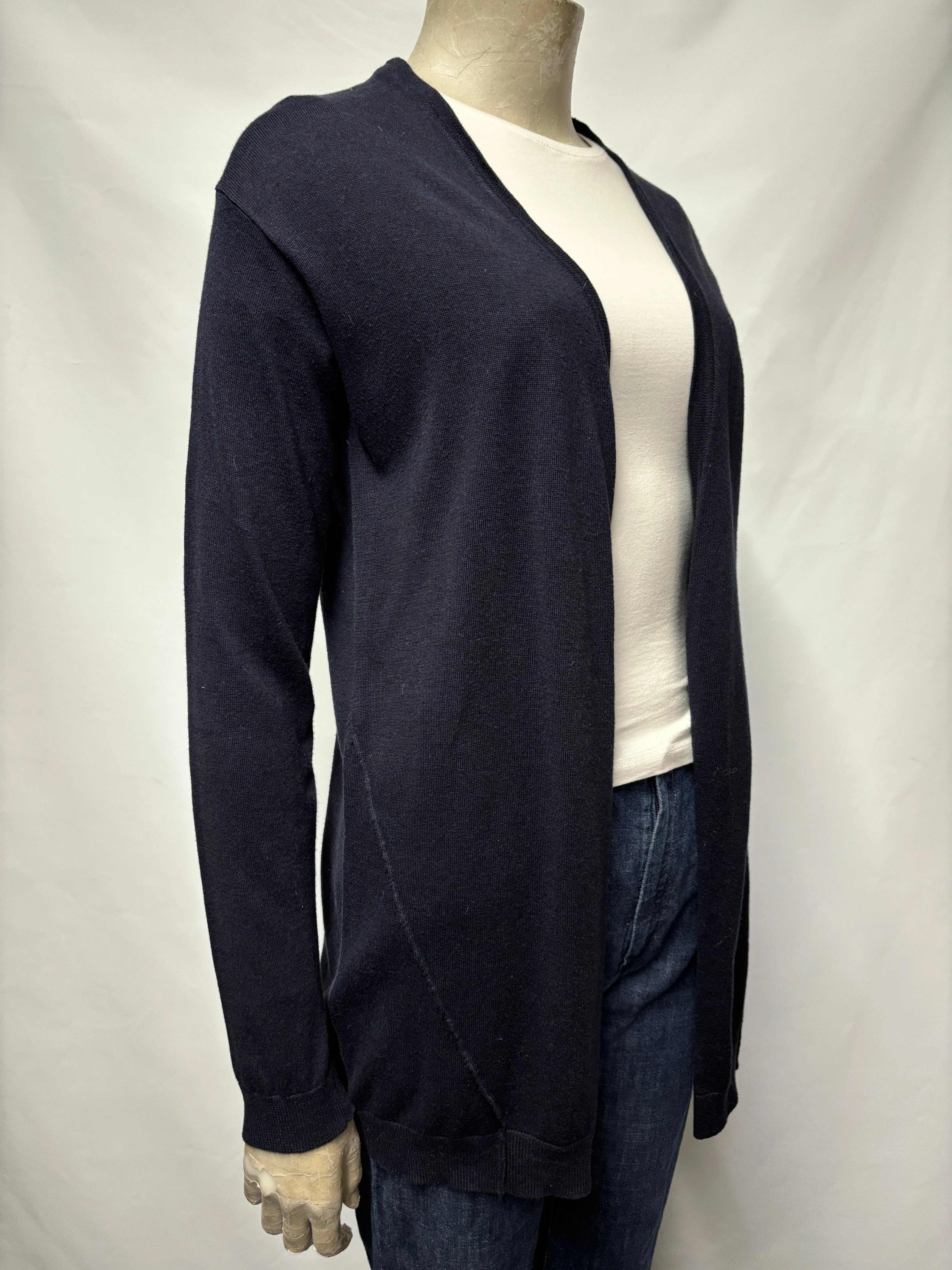 Marie and Sixtine Navy Metallic Silk Blend Cardigan Small
