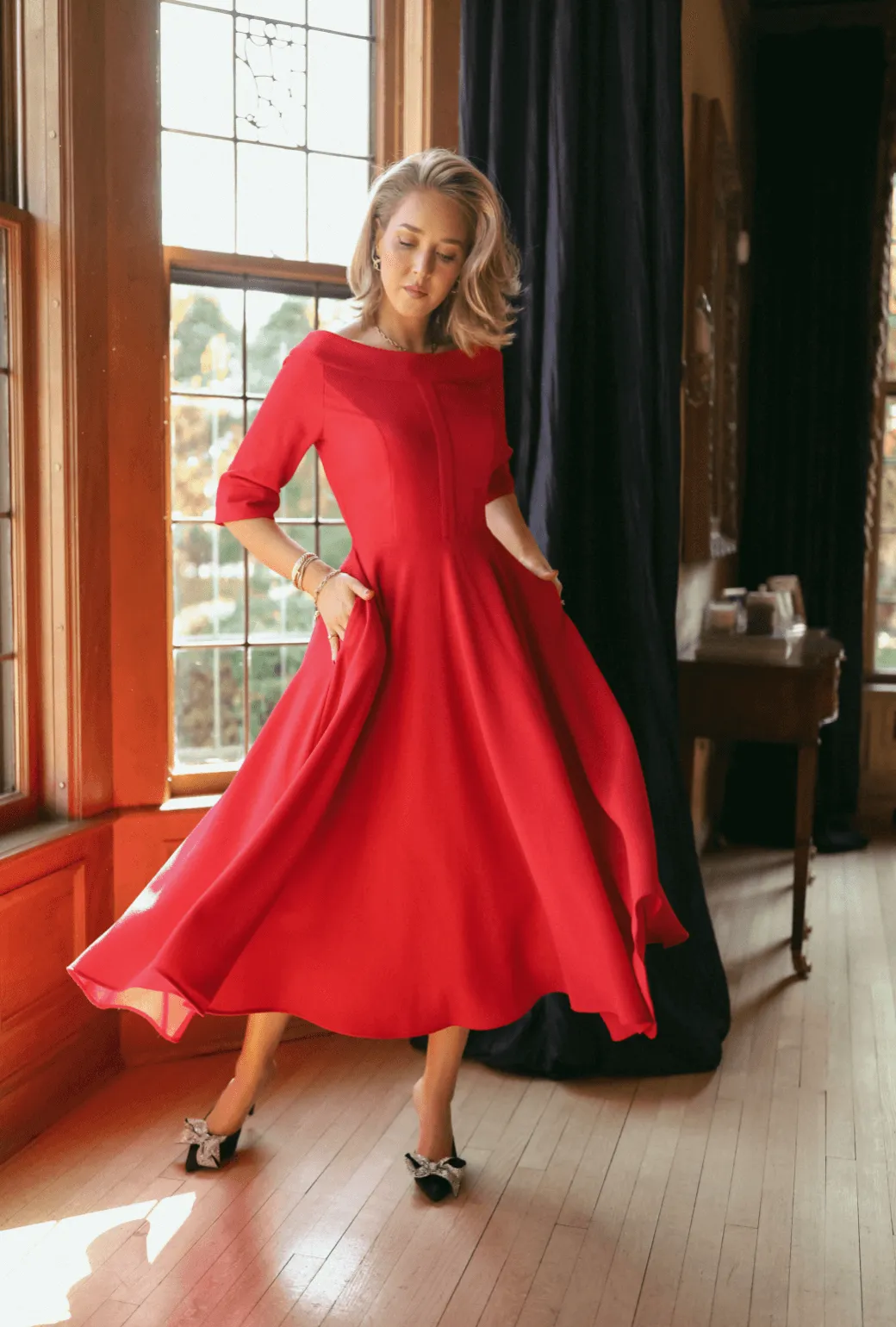Mary Dress - Red Pebble