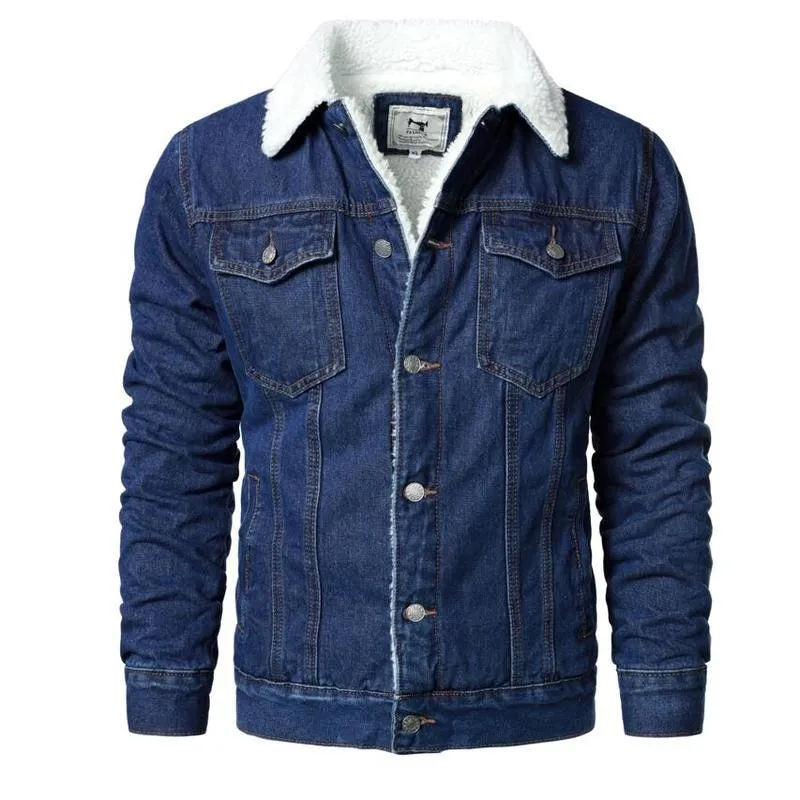 Men Light Blue Denim Jackets, High Quality Cotton, Warm Coats XS-6XL.