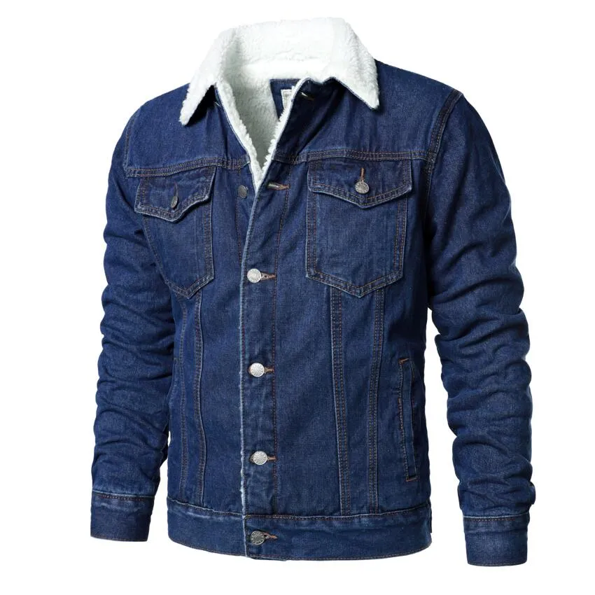 Men Light Blue Denim Jackets, High Quality Cotton, Warm Coats XS-6XL.