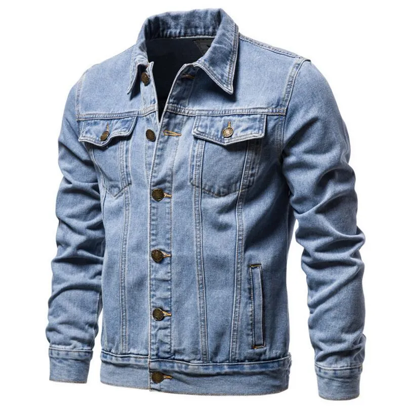 Men Light Blue Denim Jackets, High Quality Cotton, Warm Coats XS-6XL.