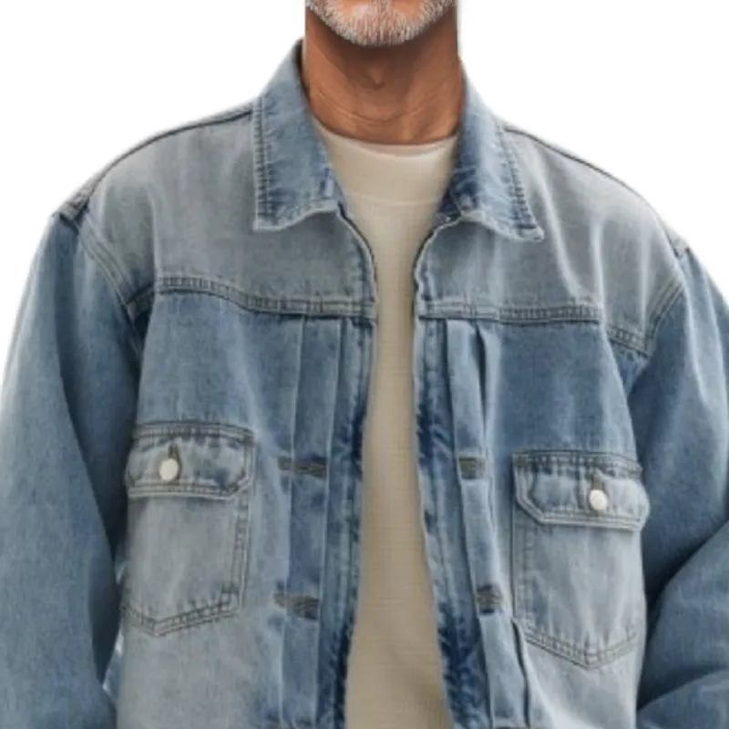 Men's Casual Lapel Multi-pocket Washed Denim Jacket 58202257F