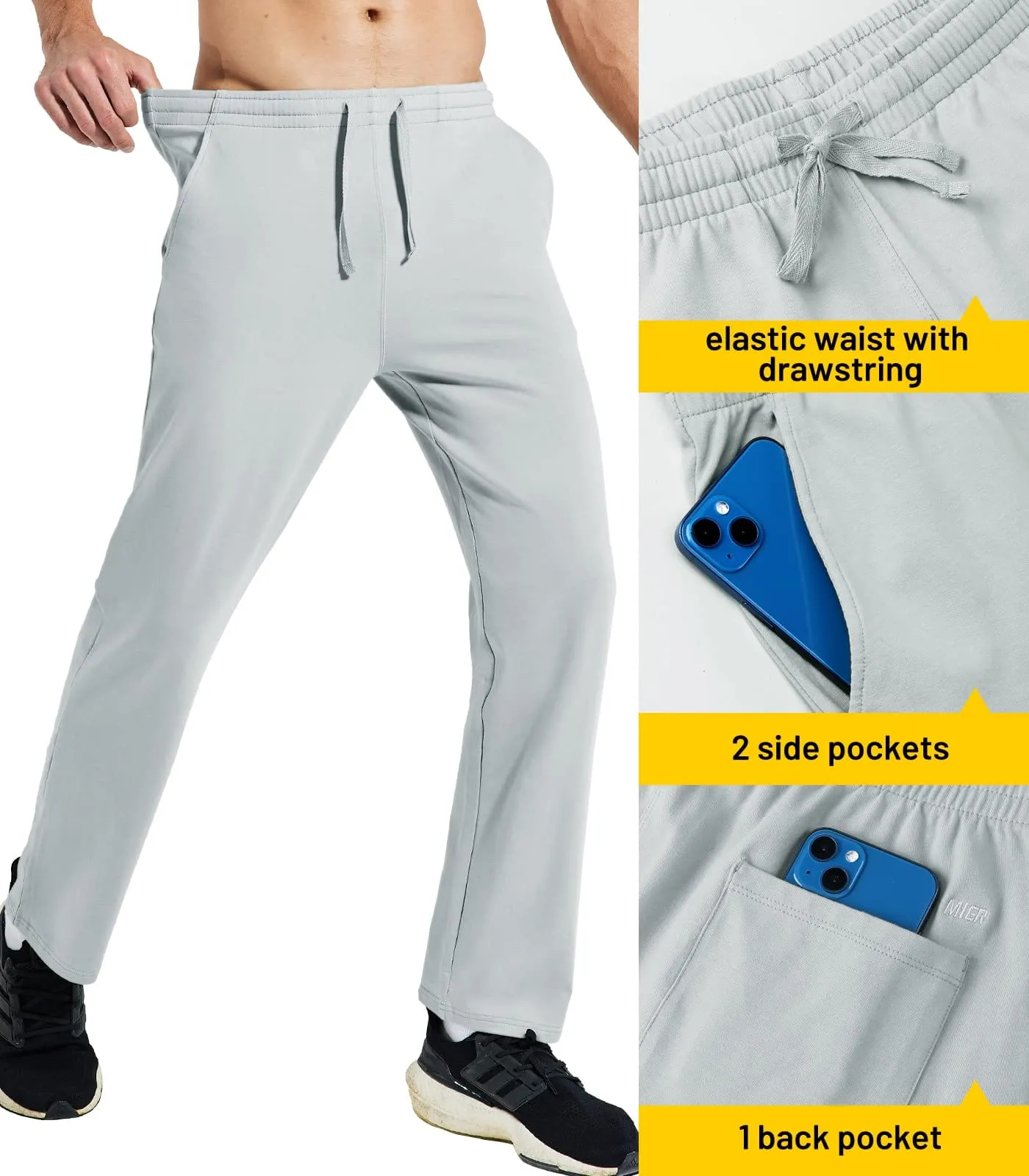 Men's Cotton Sweatpants with Pockets Sports Knit Pants