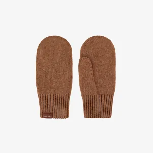Mitaines brunes en tricot, enfant || Brown knitted mittens, child