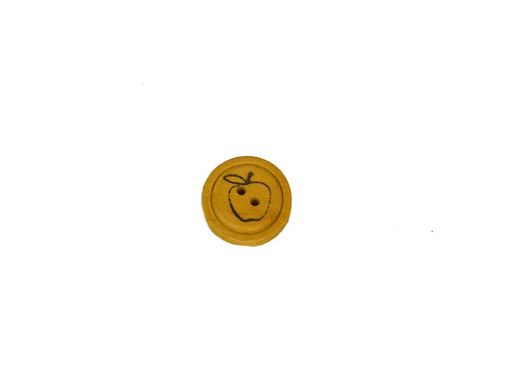 Mustard Apples Printed 2 Hole Wooden Buttons - 32L