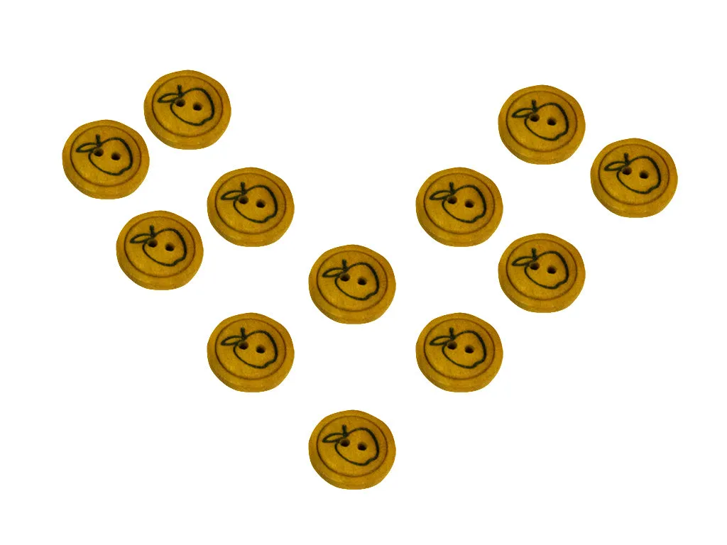 Mustard Apples Printed 2 Hole Wooden Buttons - 32L