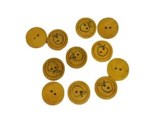 Mustard Apples Printed 2 Hole Wooden Buttons - 32L