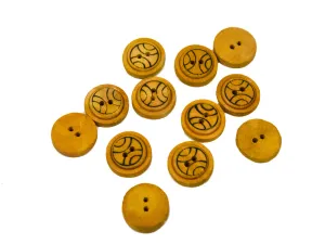Mustard Designer Geometric Printed 2 Hole Wooden Buttons - 32L
