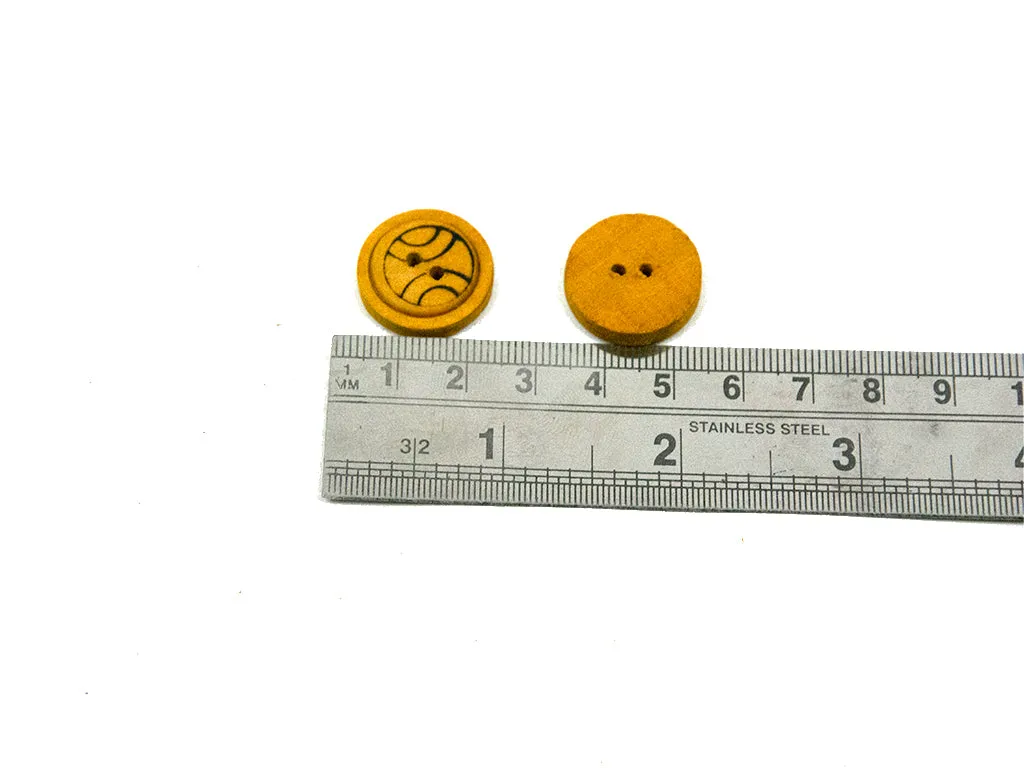 Mustard Designer Geometric Printed 2 Hole Wooden Buttons - 32L